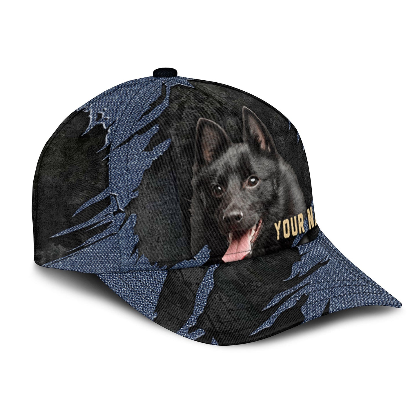 Schipperke - Jean Background Custom Name Cap