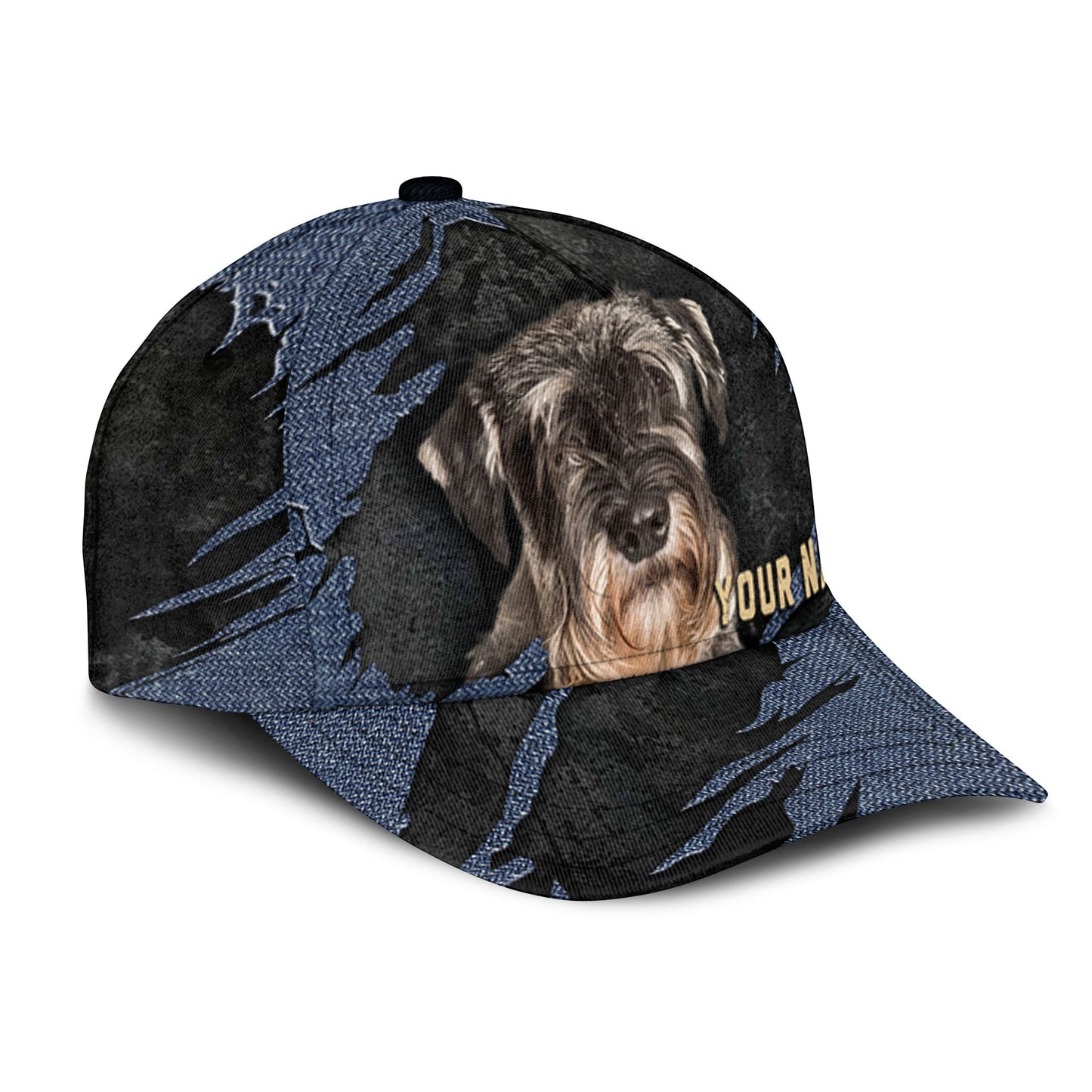 Standard Schnauzer - Jean Background Custom Name Cap