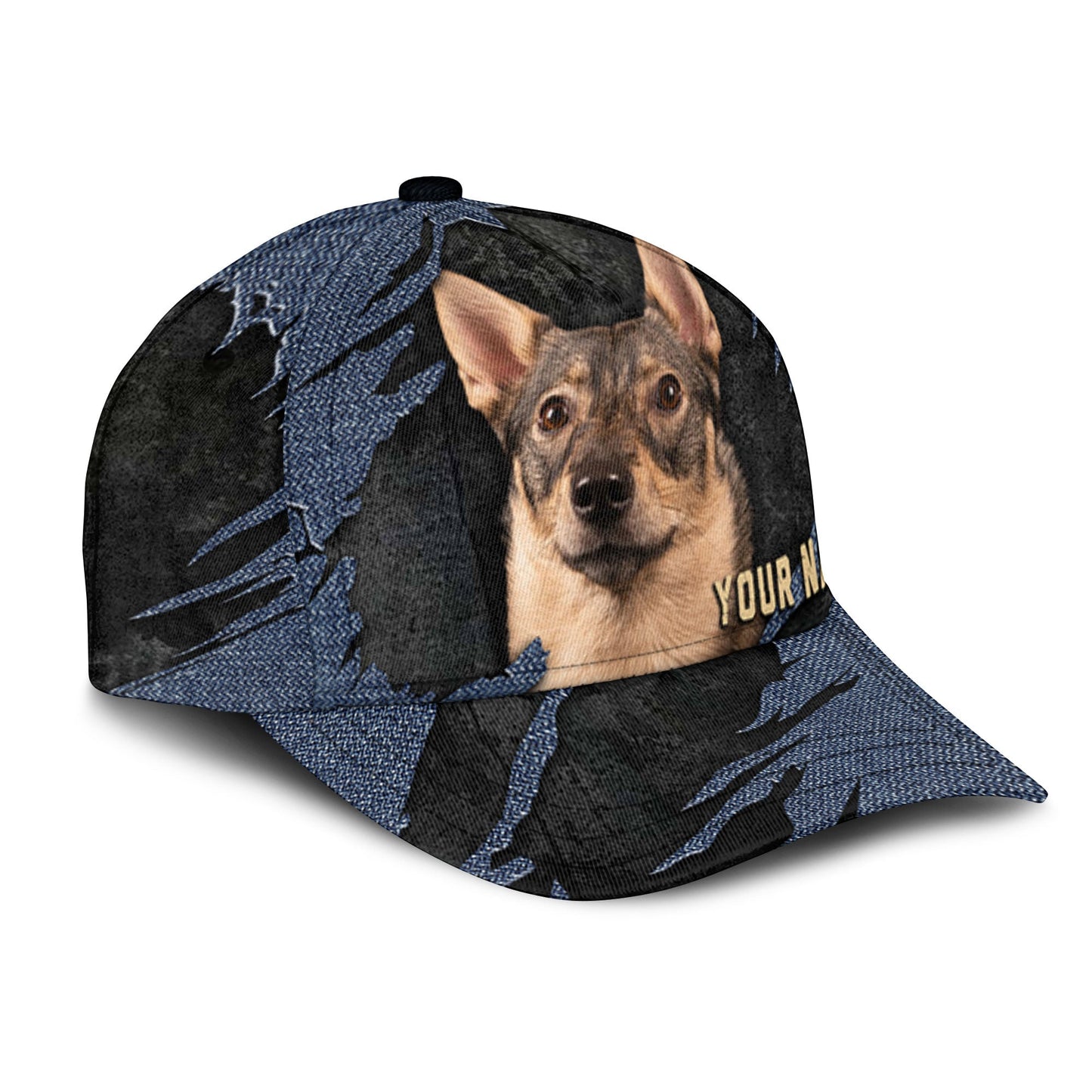 Swedish Vallhund - Jean Background Custom Name Cap