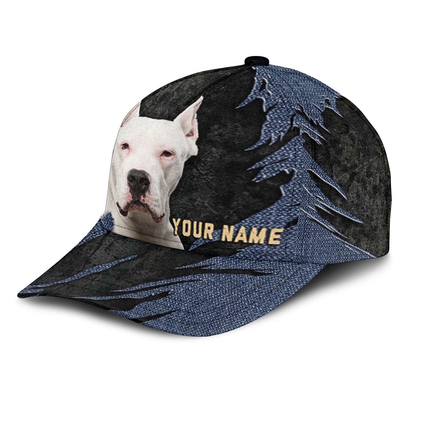 Dogo Argentino - Jean Background Custom Name Cap