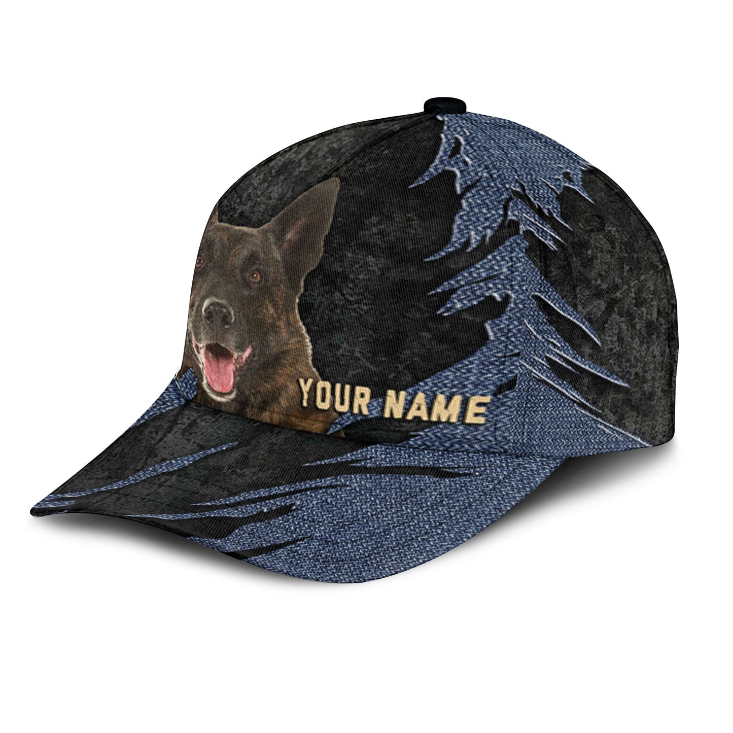 Dutch Shepherd - Jean Background Custom Name Cap