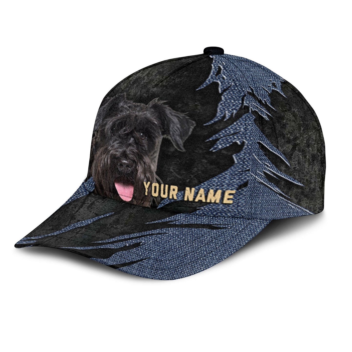 Kerry Blue Terrier - Jean Background Custom Name Cap