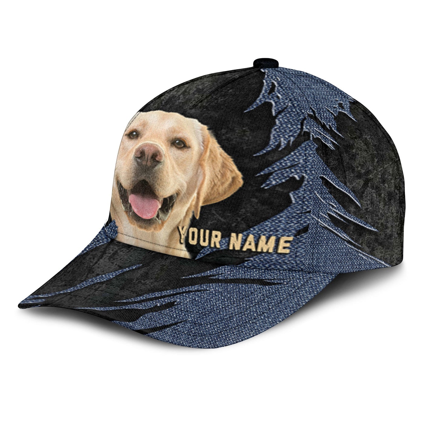 Labrador Retriever - Jean Background Custom Name Cap