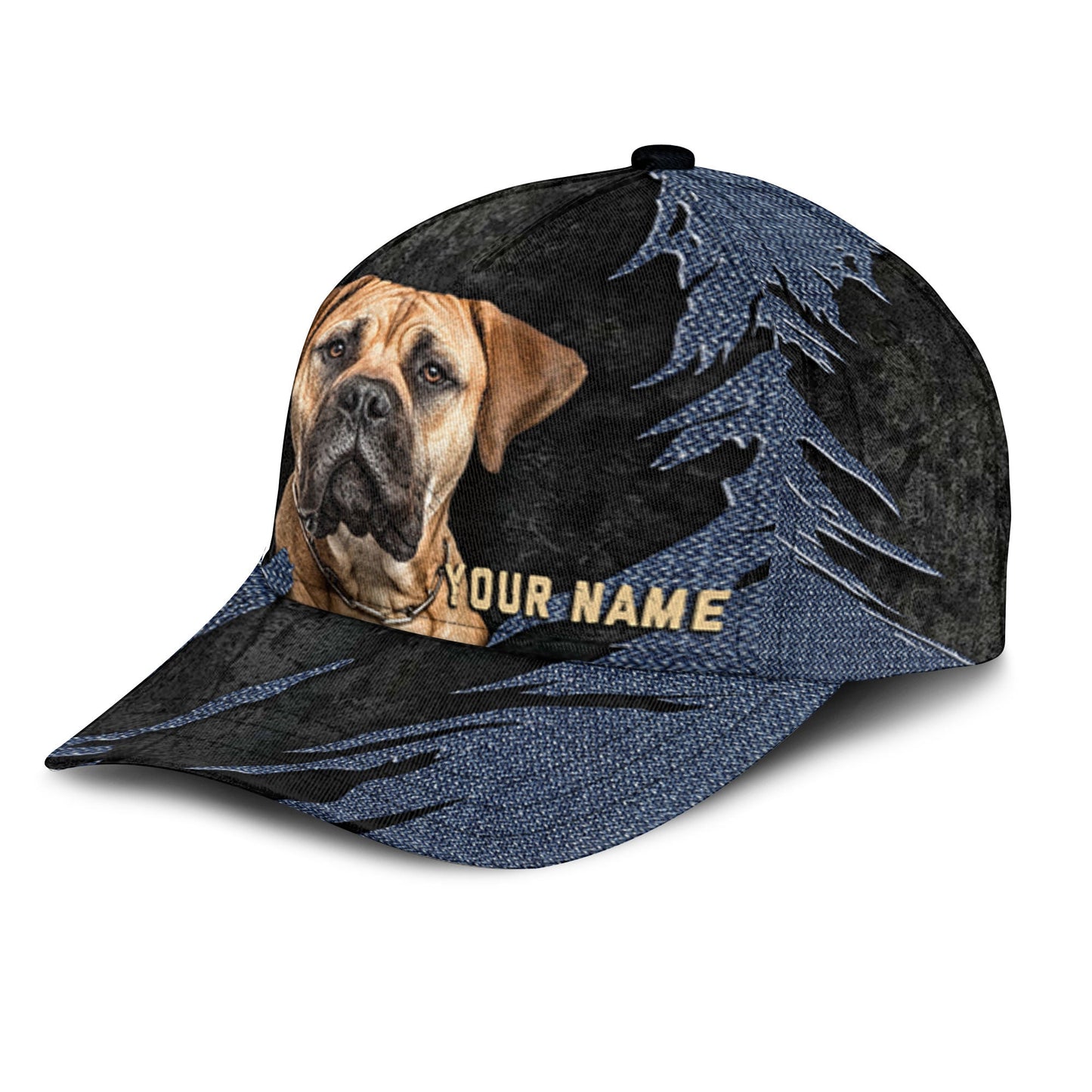 Mastiff - Jean Background Custom Name Cap