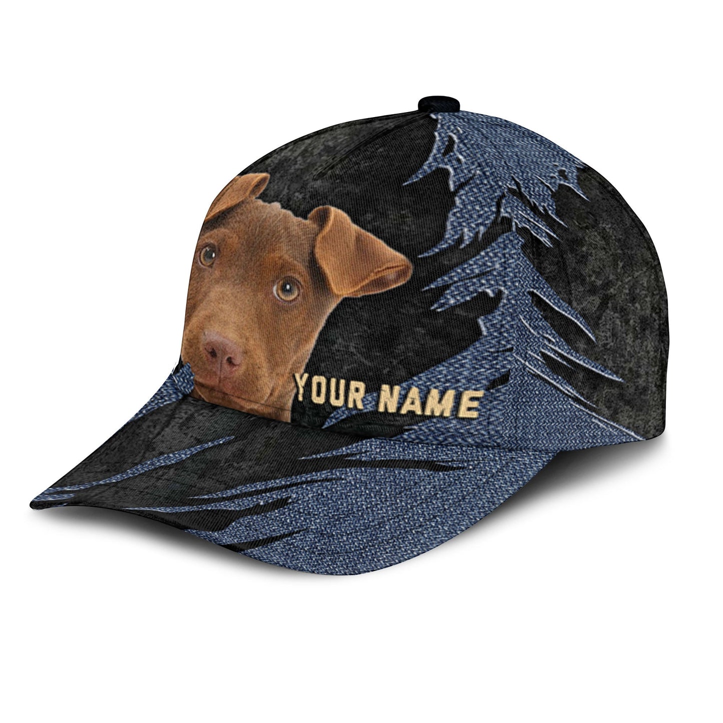 Patterdale Terrier - Jean Background Custom Name Cap