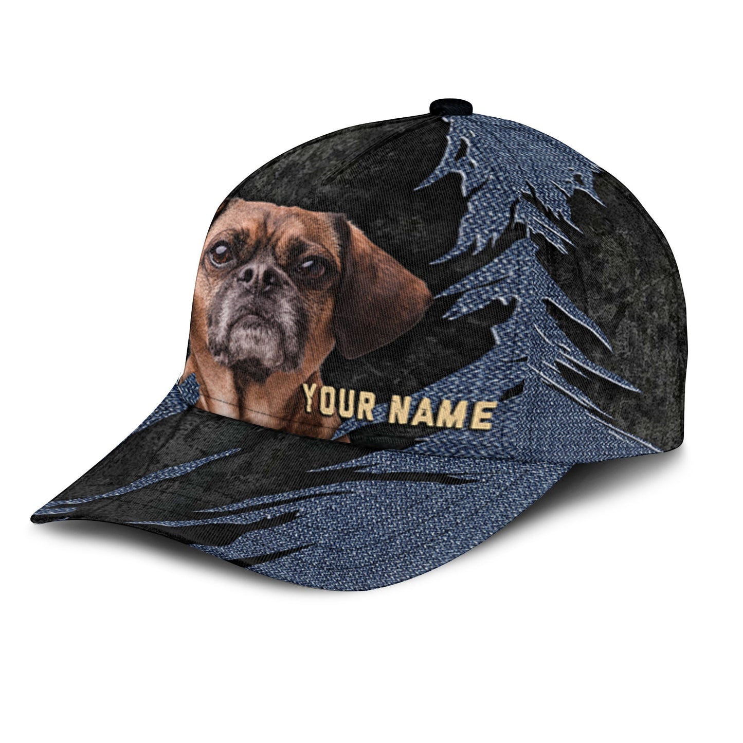 Puggle - Jean Background Custom Name Cap