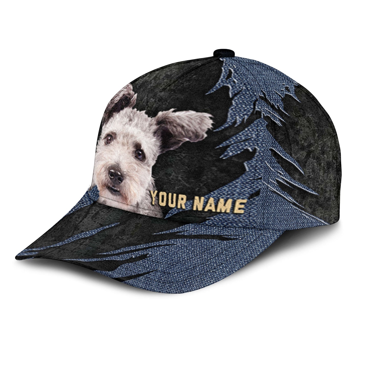 Pumi Dog - Jean Background Custom Name Cap