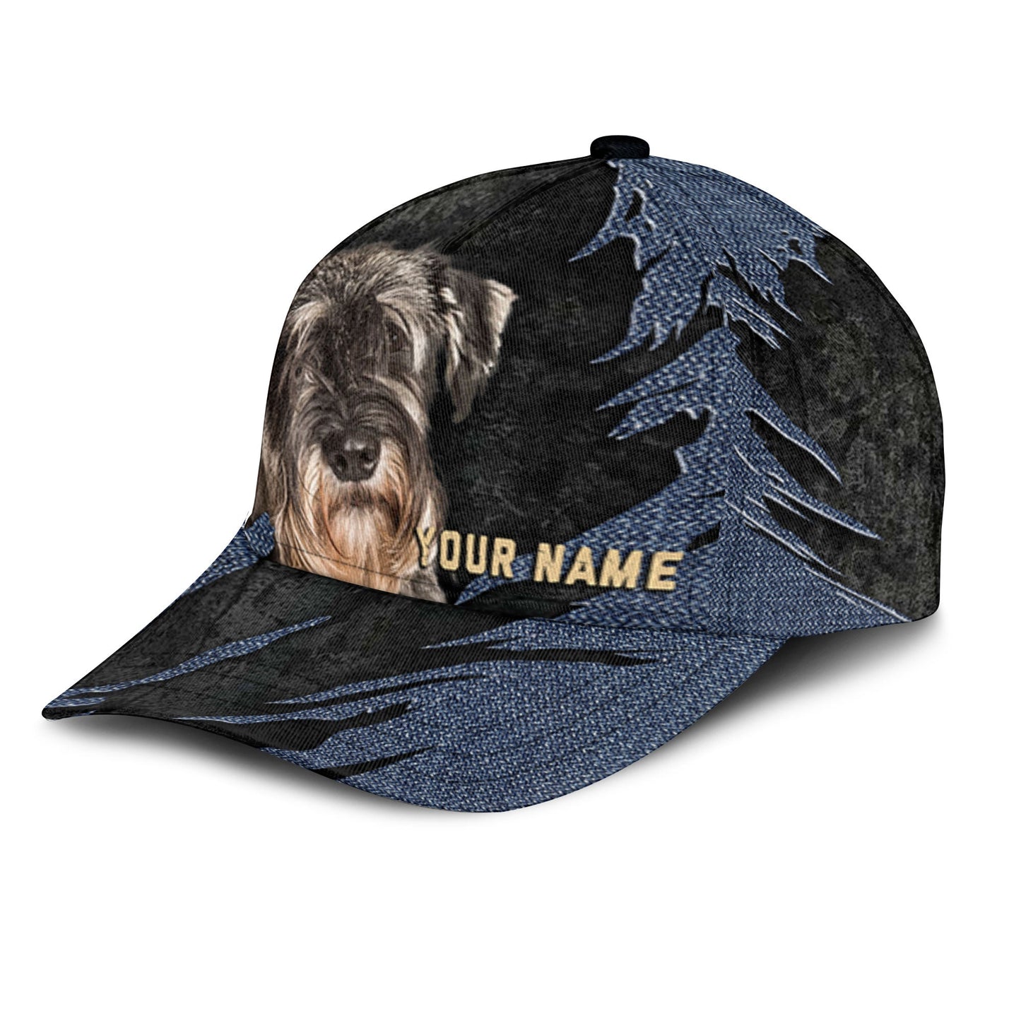 Standard Schnauzer - Jean Background Custom Name Cap