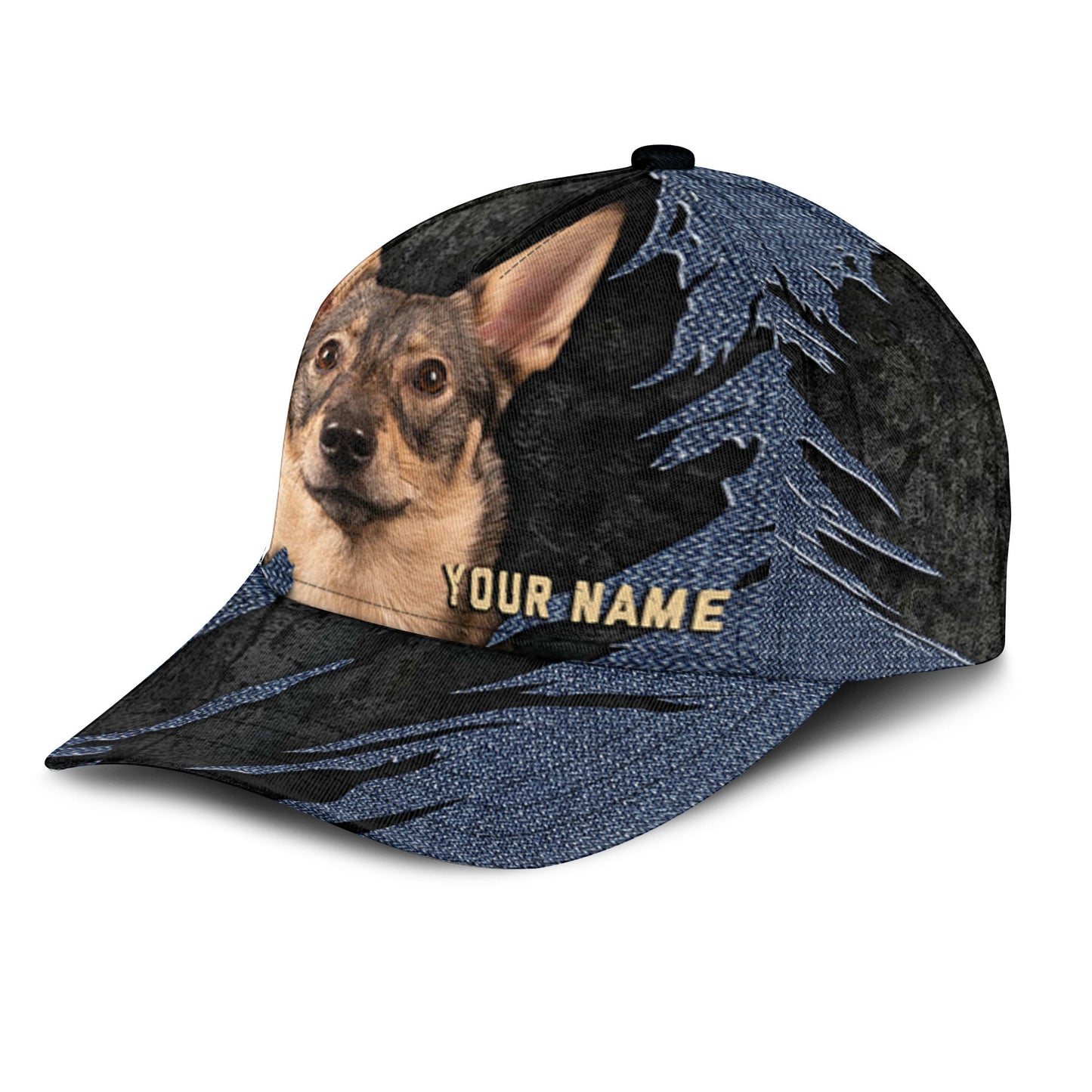 Swedish Vallhund - Jean Background Custom Name Cap