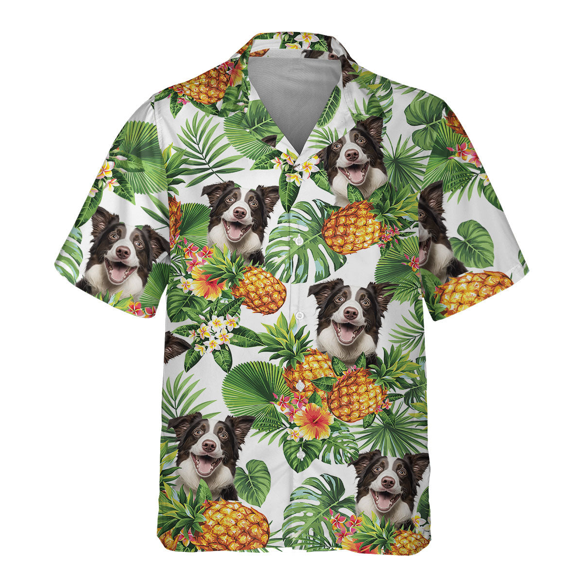 Border Collie AI - Tropical Pattern Hawaiian Shirt