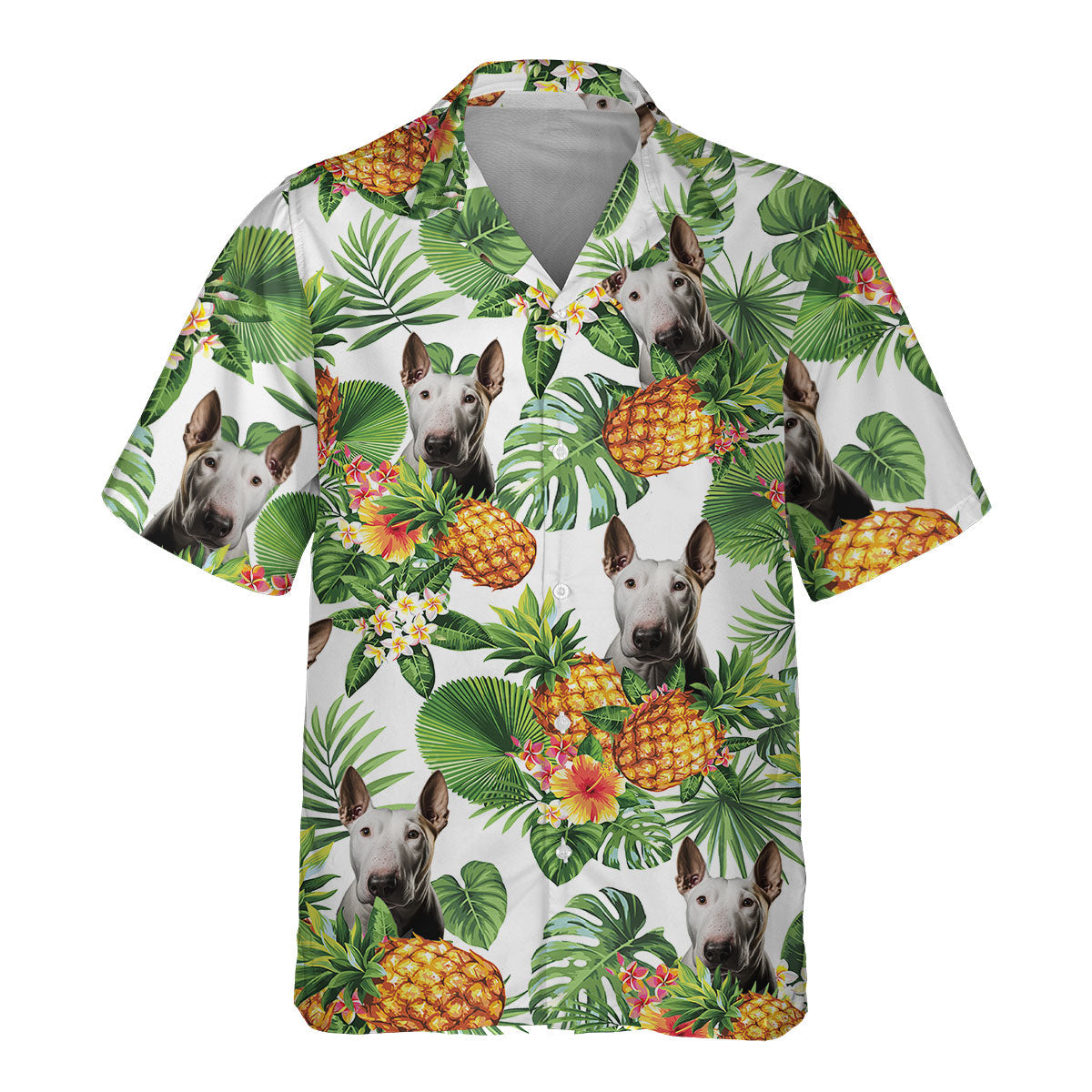 Bull Terrier AI - Tropical Pattern Hawaiian Shirt