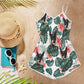 Bull Terrier Tropical Pattern Sleeveless Romper