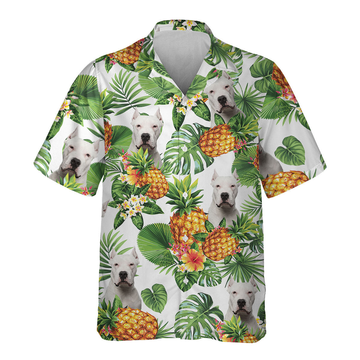 Dogo Argentino - Tropical Pattern Hawaiian Shirt