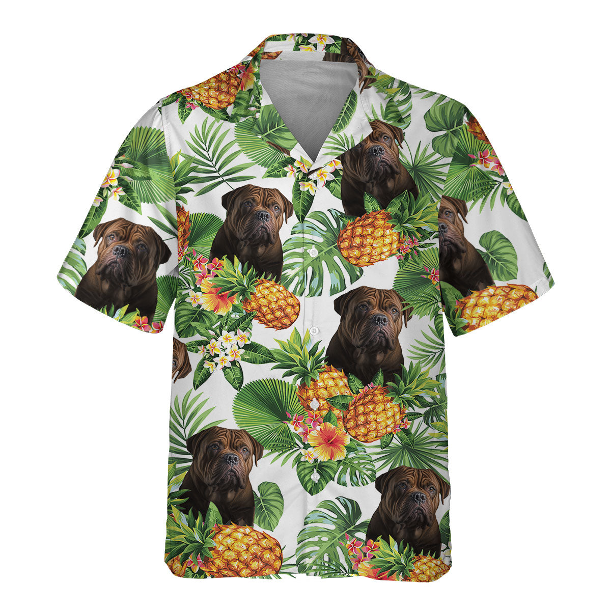 Dogue de Bordeaux AI - Tropical Pattern Hawaiian Shirt