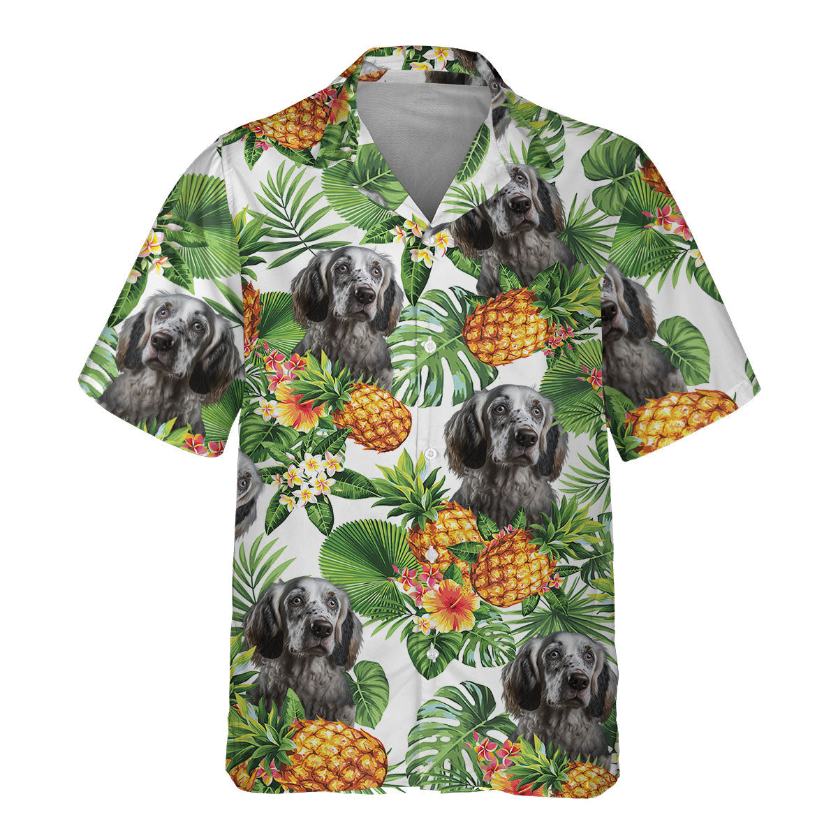 English Setter AI - Tropical Pattern Hawaiian Shirt