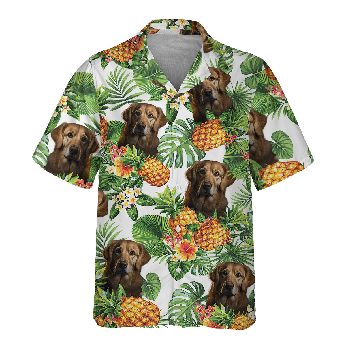 Golden Retriever AI - Tropical Pattern Hawaiian Shirt