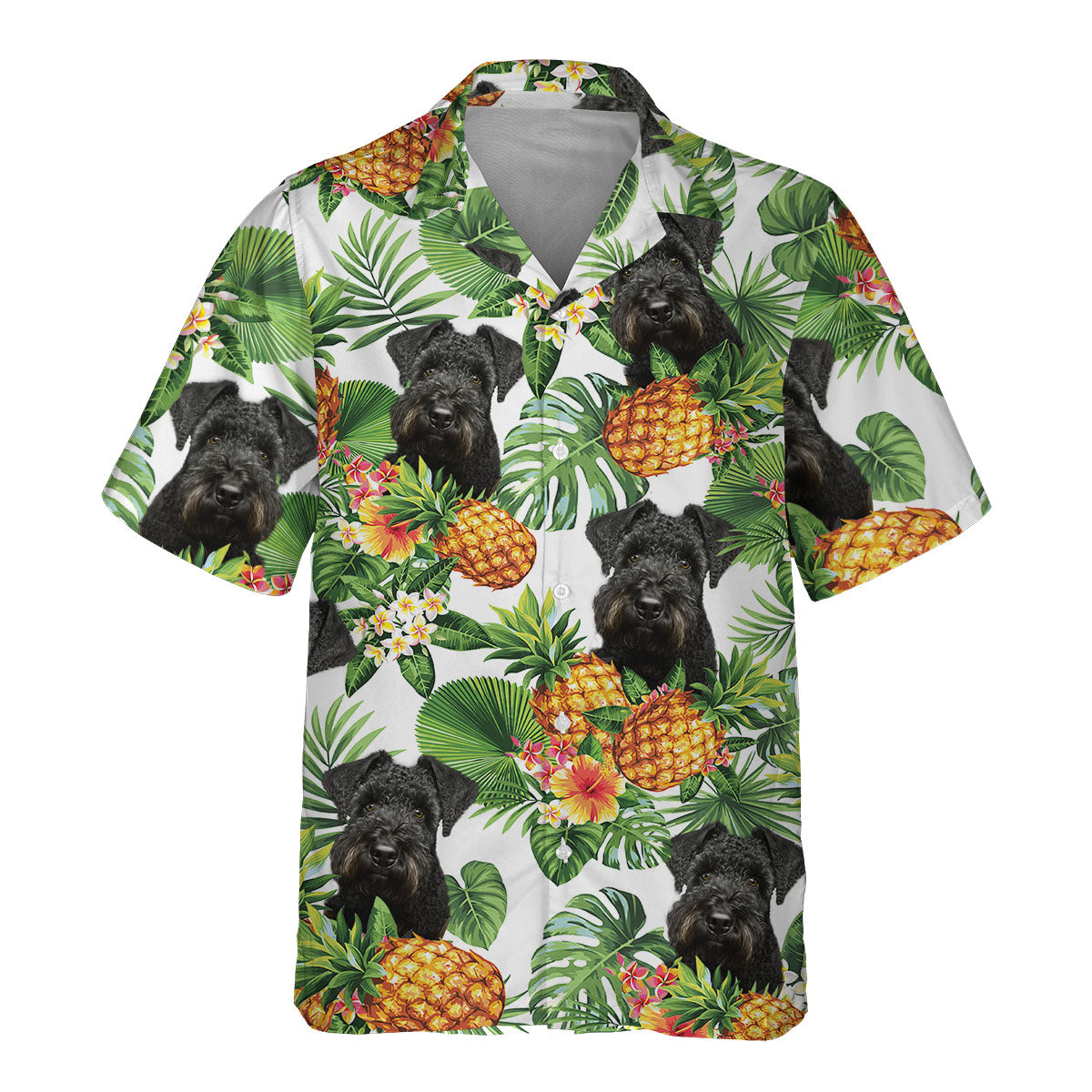 Kerry Blue Terrier AI - Tropical Pattern Hawaiian Shirt