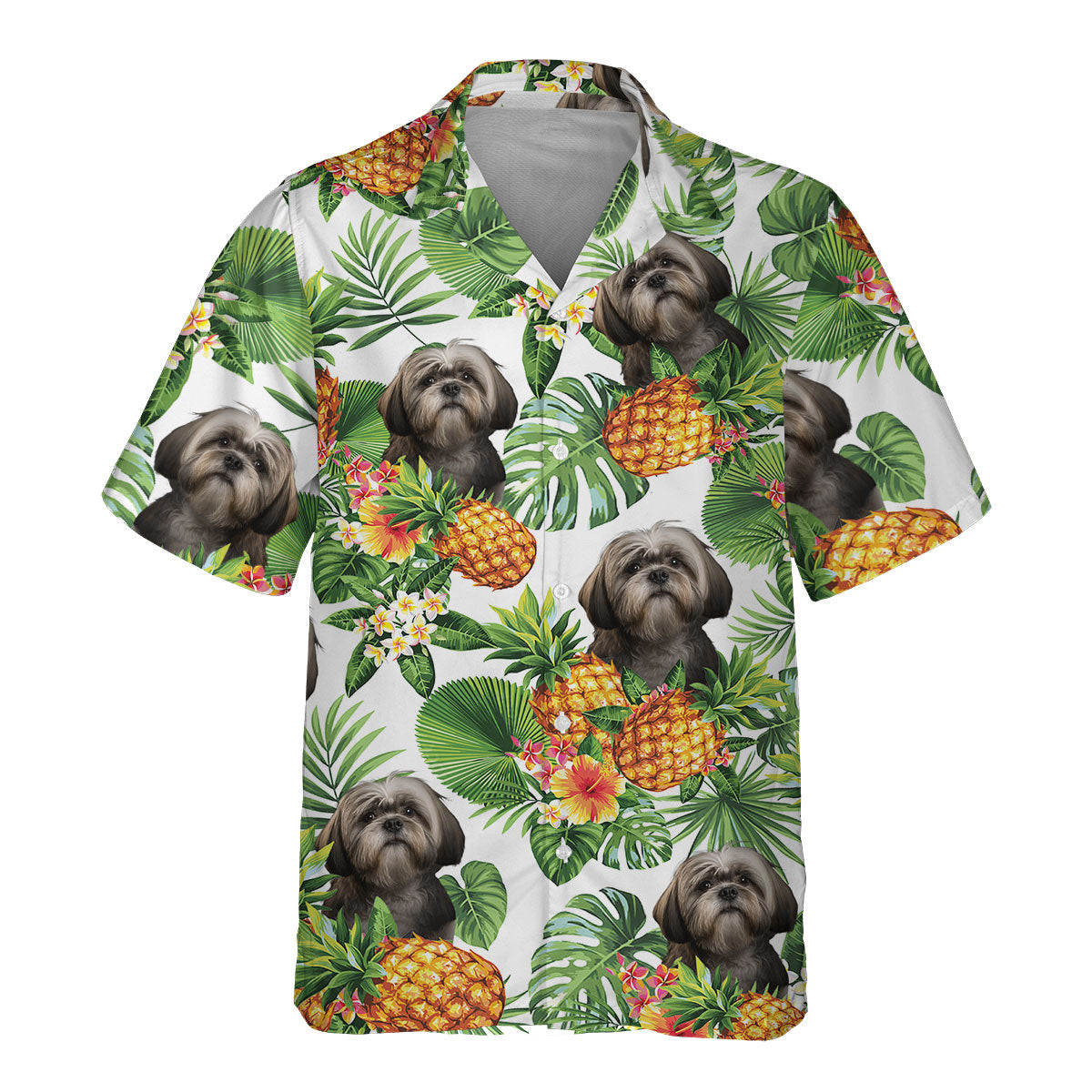 Lhasa Apso AI - Tropical Pattern Hawaiian Shirt
