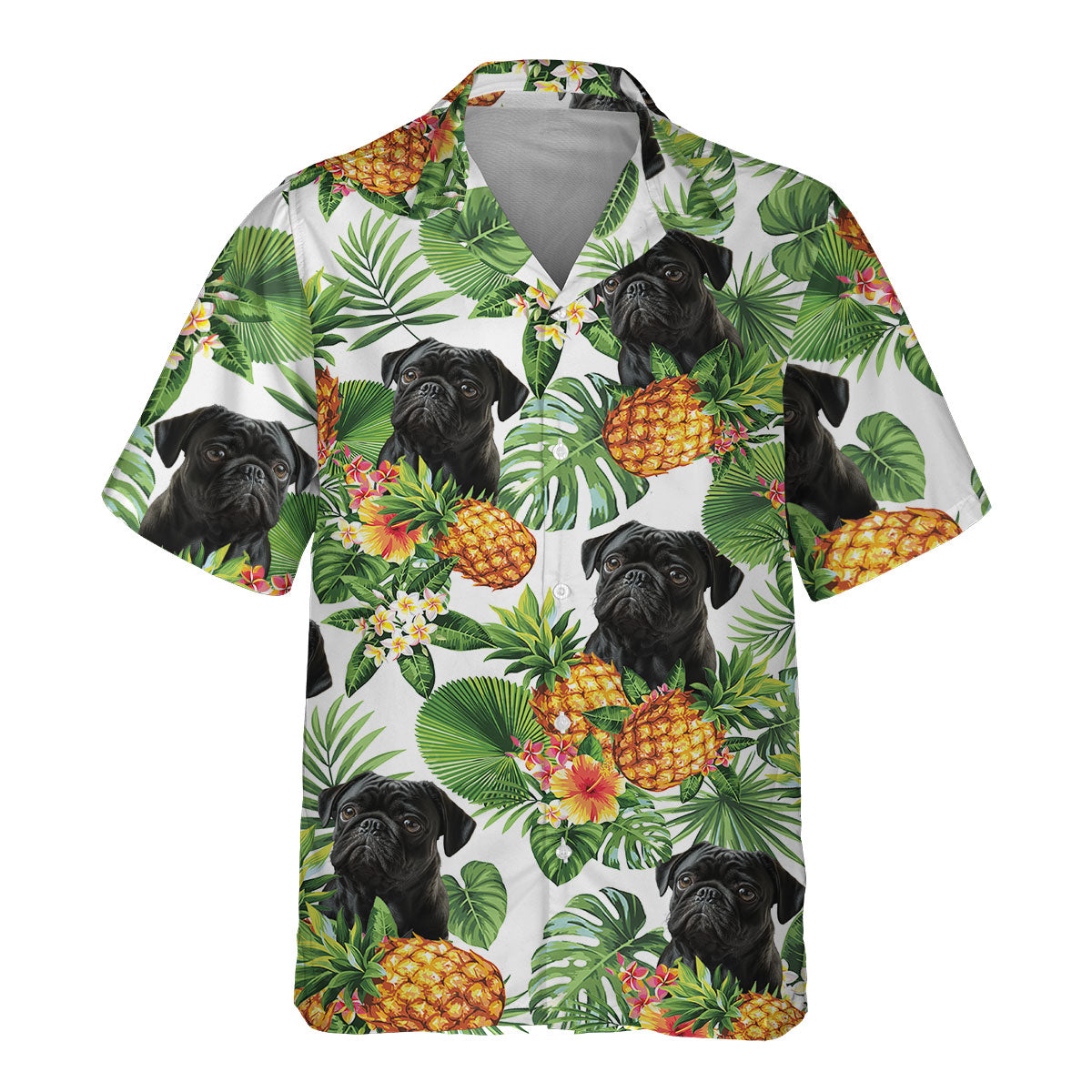 Pug AI - Tropical Pattern Hawaiian Shirt