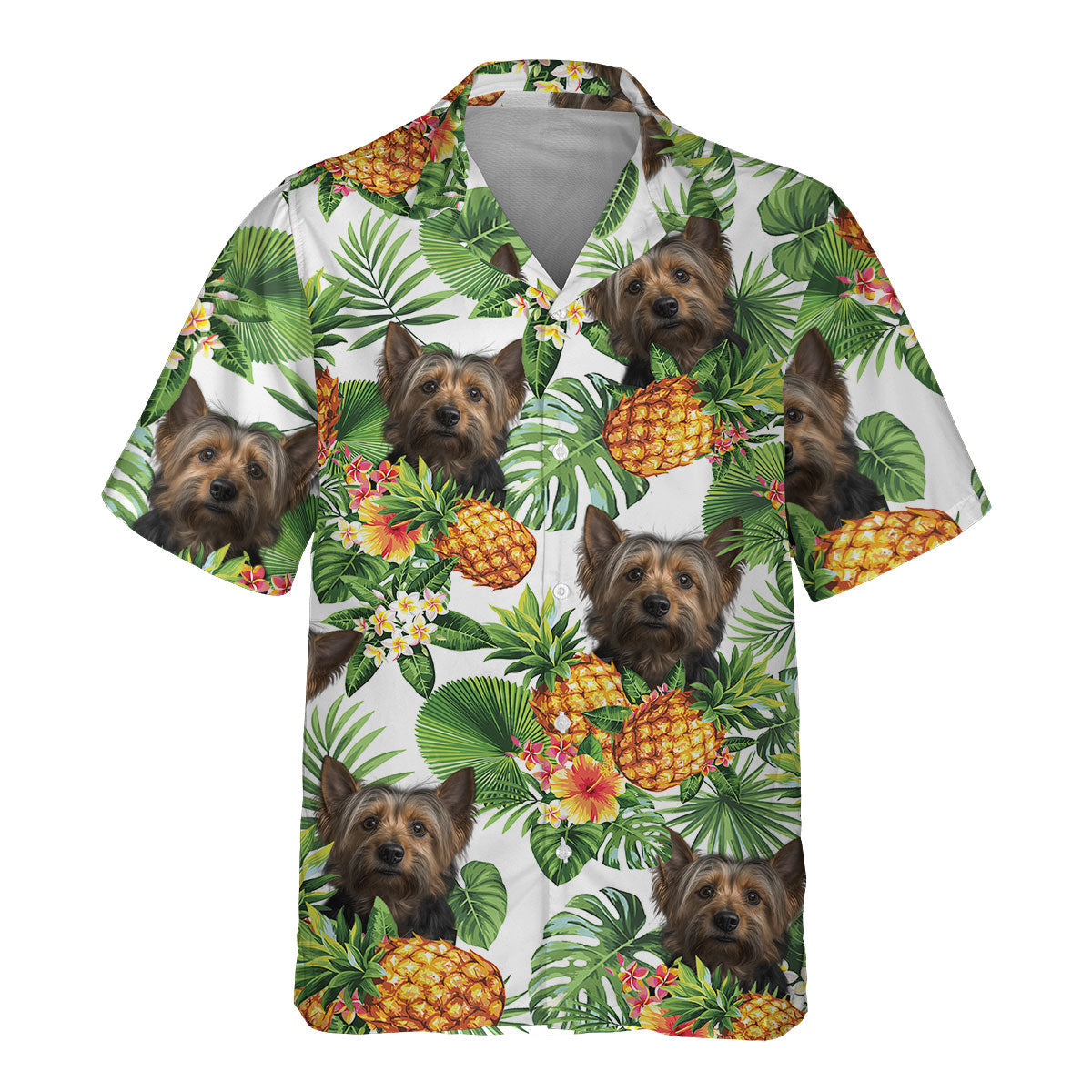 Silky Terrier AI - Tropical Pattern Hawaiian Shirt