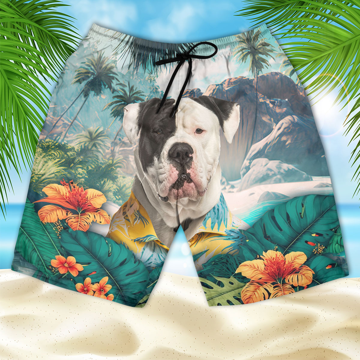 American Bulldog - 3D Men's Beach Short