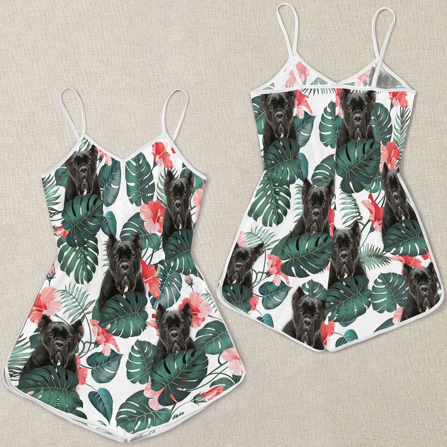 Cane Corso Pattern Sleeveless Romper