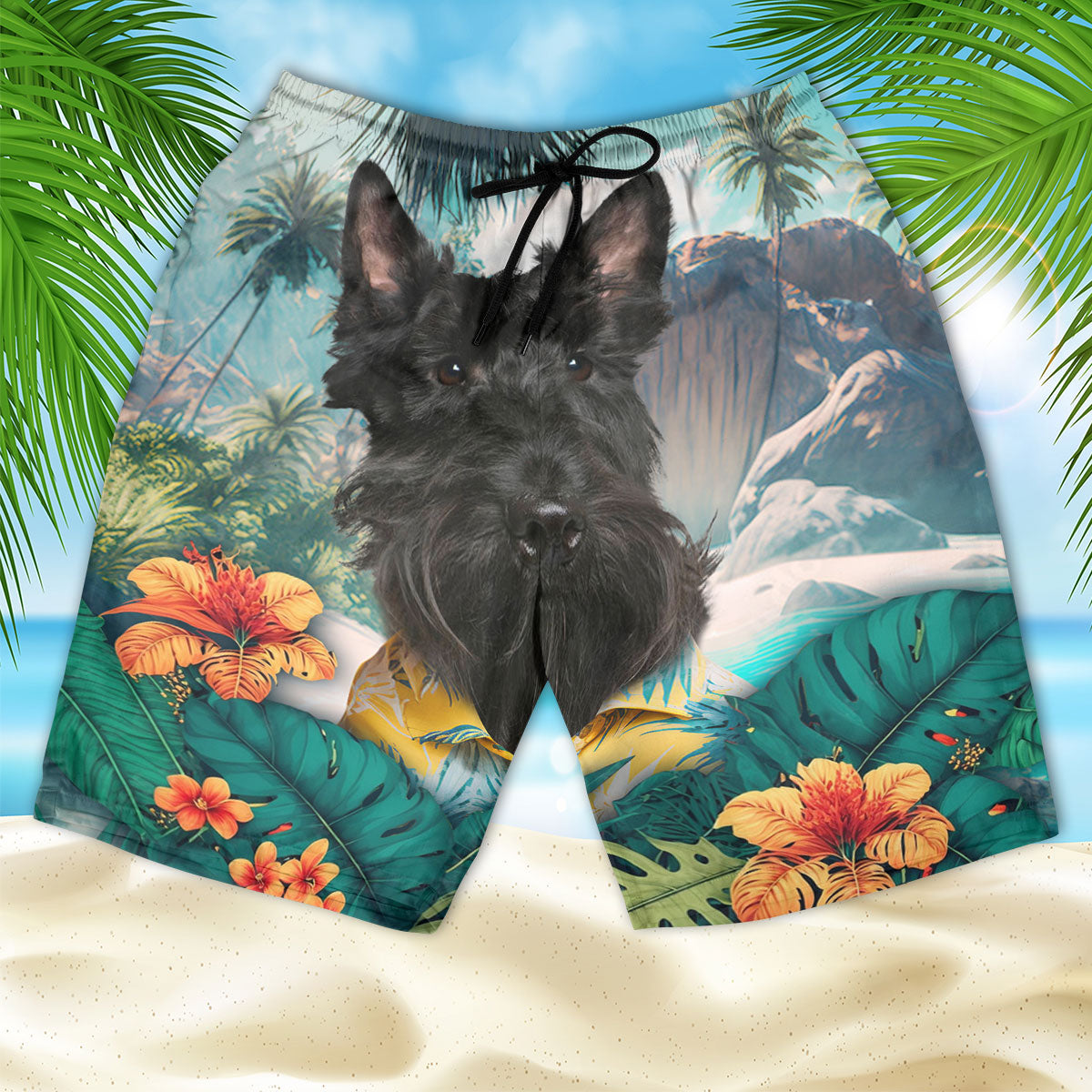 Scottish Terrier - 3D Men's Beach Short