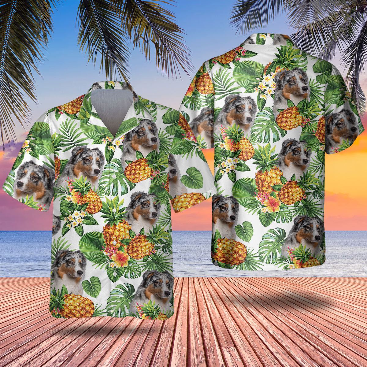 Australian Shepherd - Tropical Pattern Hawaiian Shirt