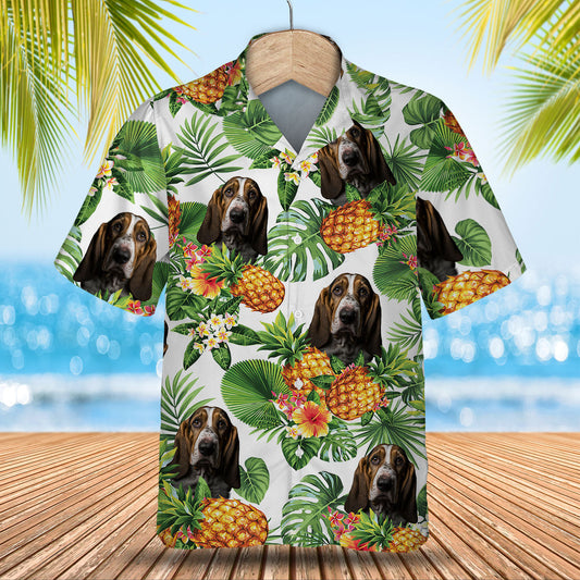 Basset Hound AI - Tropical Pattern Hawaiian Shirt