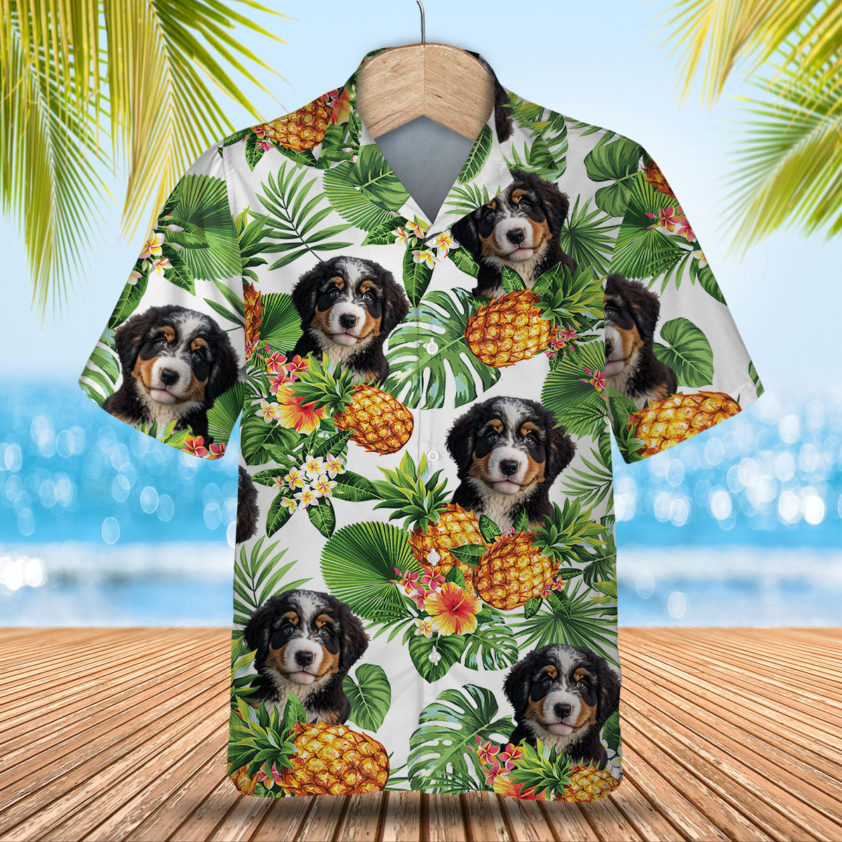 Bernedoodle AI - Tropical Pattern Hawaiian Shirt