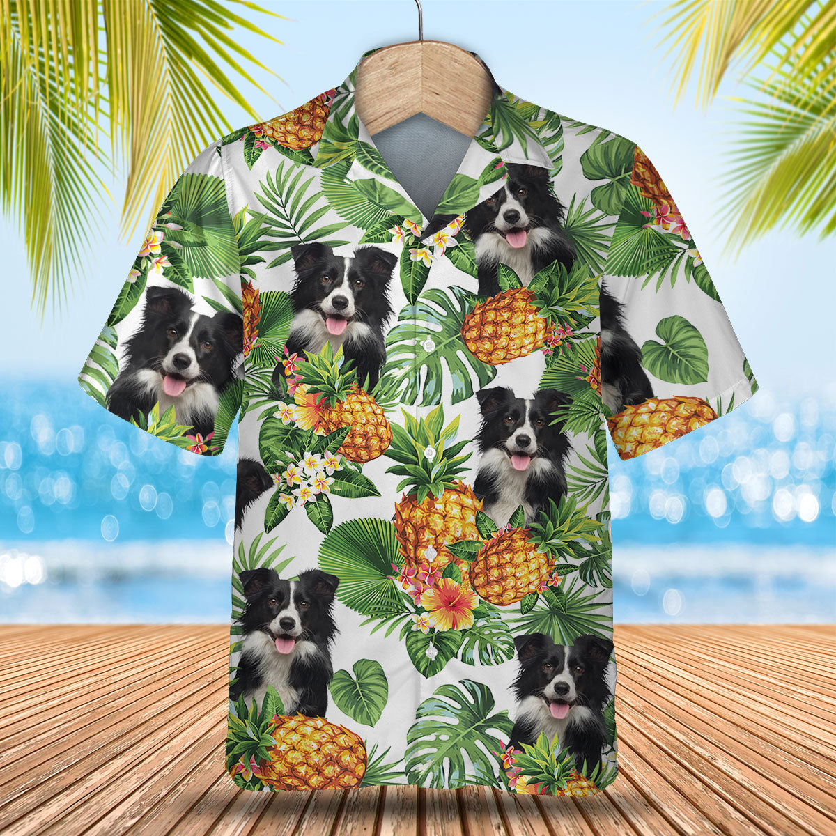 Border Collie - Tropical Pattern Hawaiian Shirt