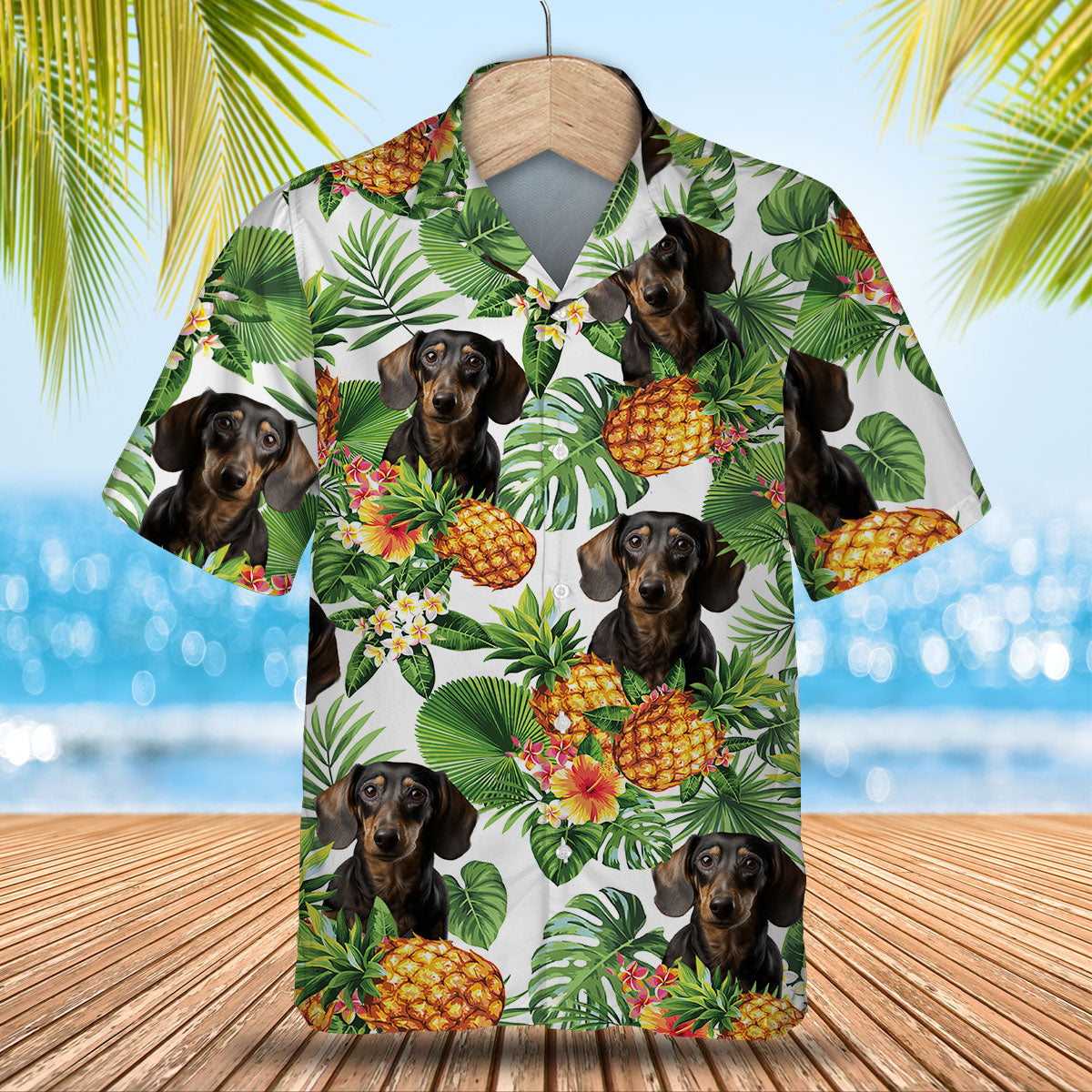Dachshund 1 AI - Tropical Pattern Hawaiian Shirt