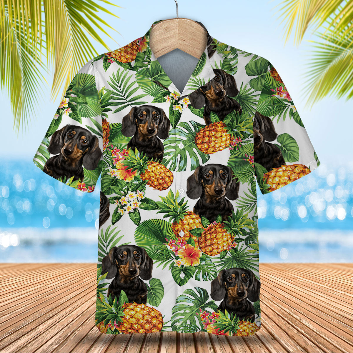 Dachshund 2 AI - Tropical Pattern Hawaiian Shirt