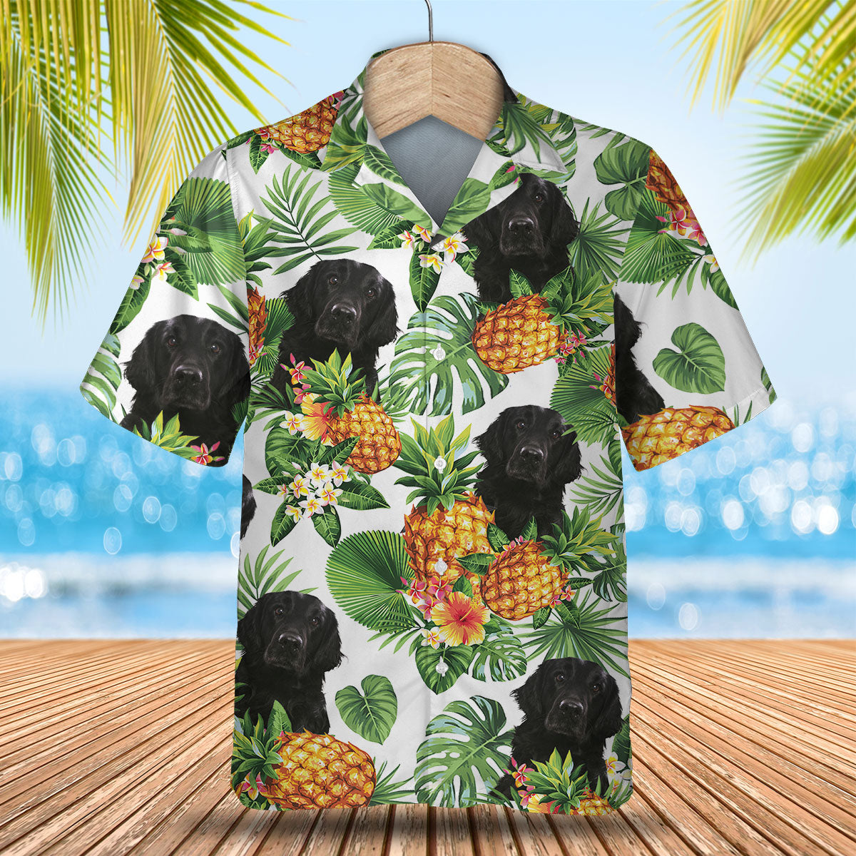 Flat Coated Retriever - Tropical Pattern Hawaiian Shirt