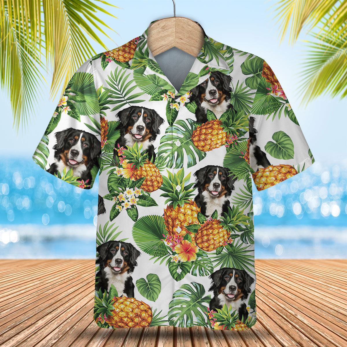 Greater Swiss Mountain Dog - Tropical Pattern Hawaiian Shirt