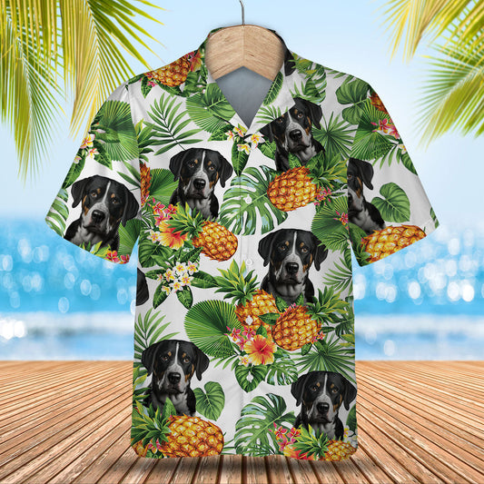 Greater Swiss Mountain Dog AI - Tropical Pattern Hawaiian Shirt