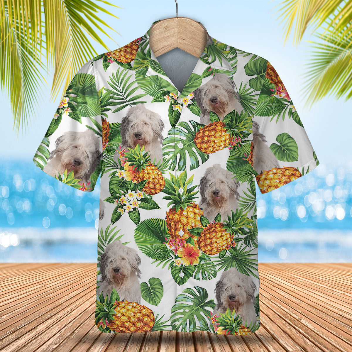 Old English Sheepdog - Tropical Pattern Hawaiian Shirt