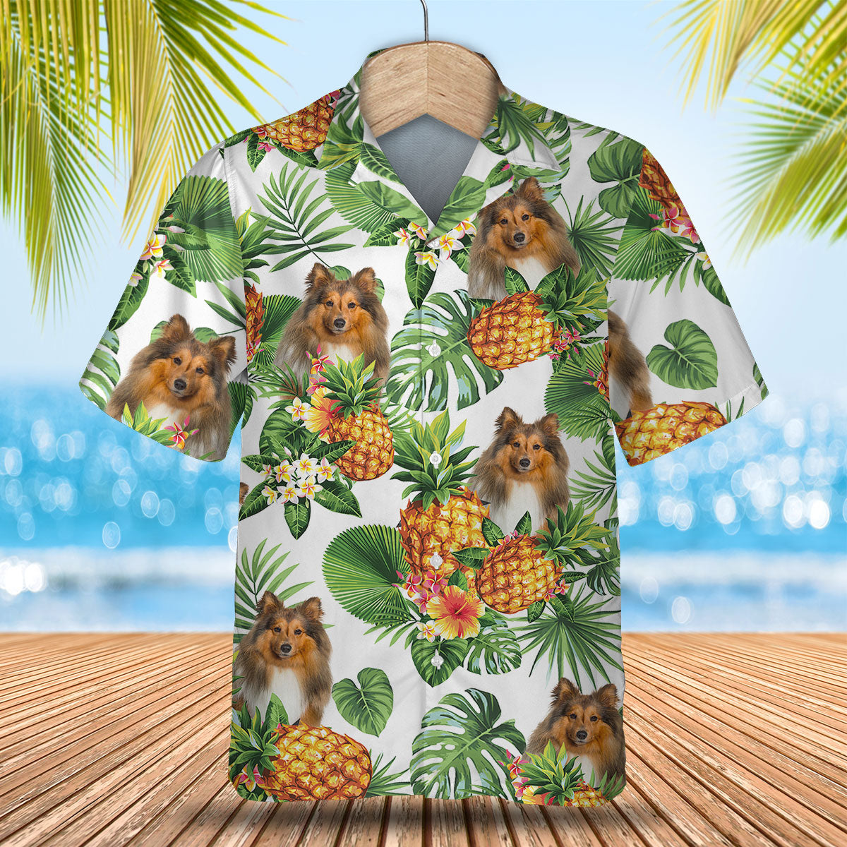 Rough Collie - Tropical Pattern Hawaiian Shirt