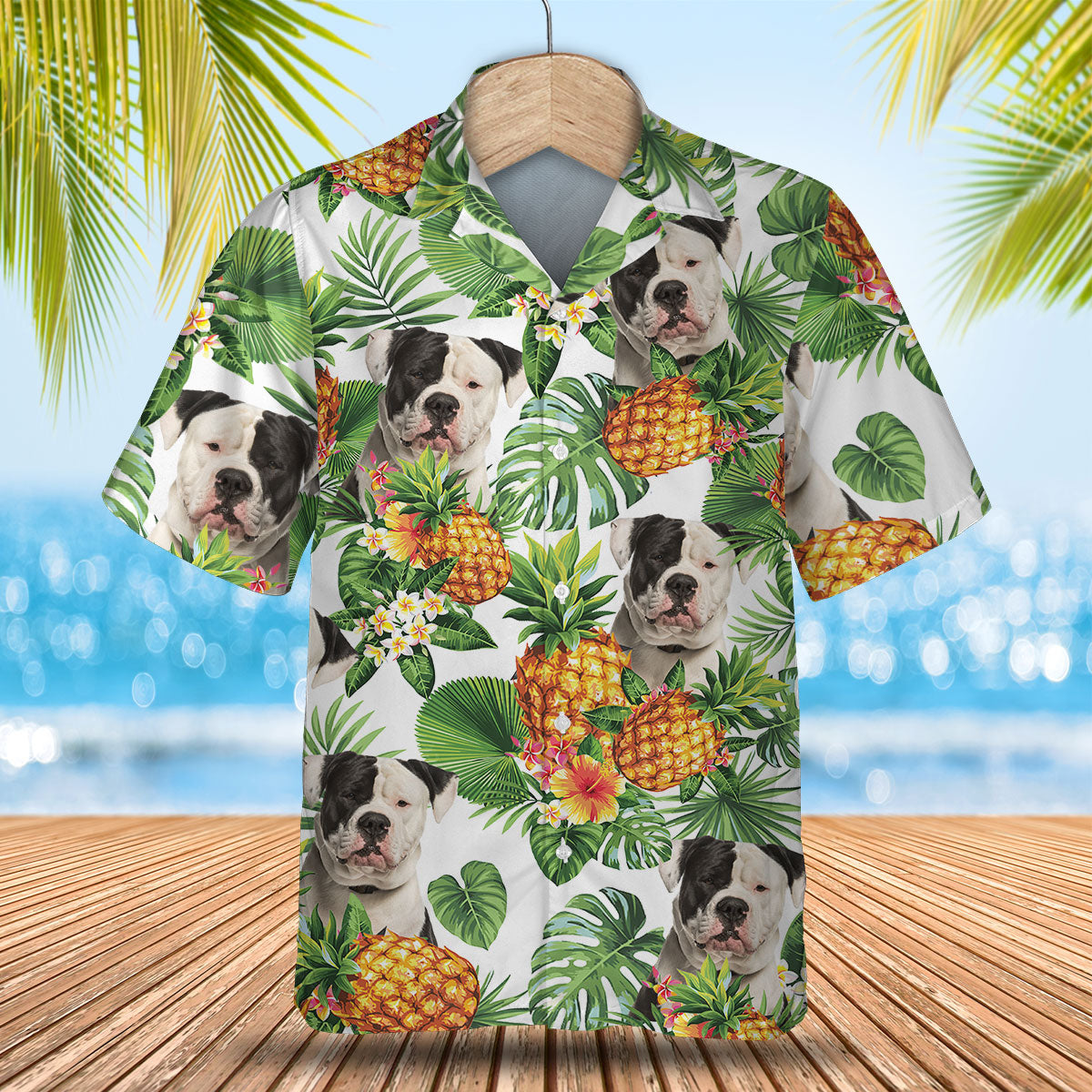 Amerian Bulldog - Tropical Pattern Hawaiian Shirt