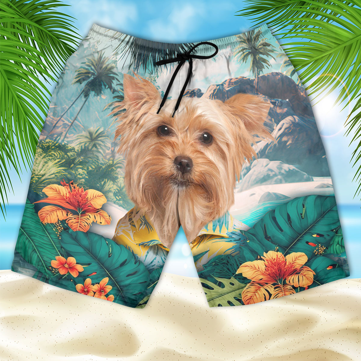 Yorkshire Terrier - 3D Men's Beach Short