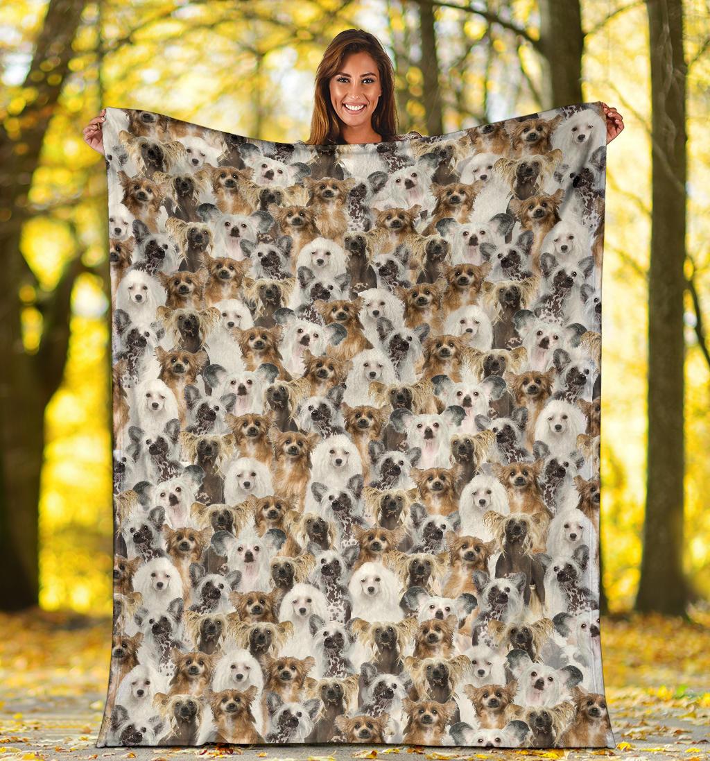 Chinese Crested Dog Full Face Blanket