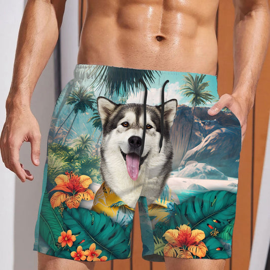 Alaskan Malamute - 3D Men's Beach Short