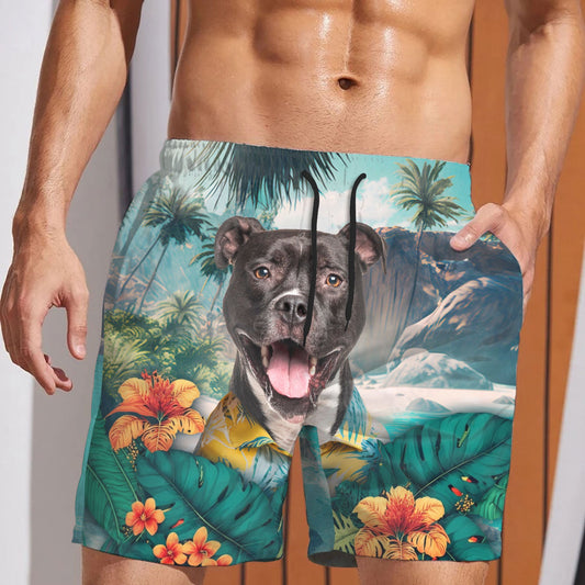 American Staffordshire Terrier - 3D Men's Beach Short