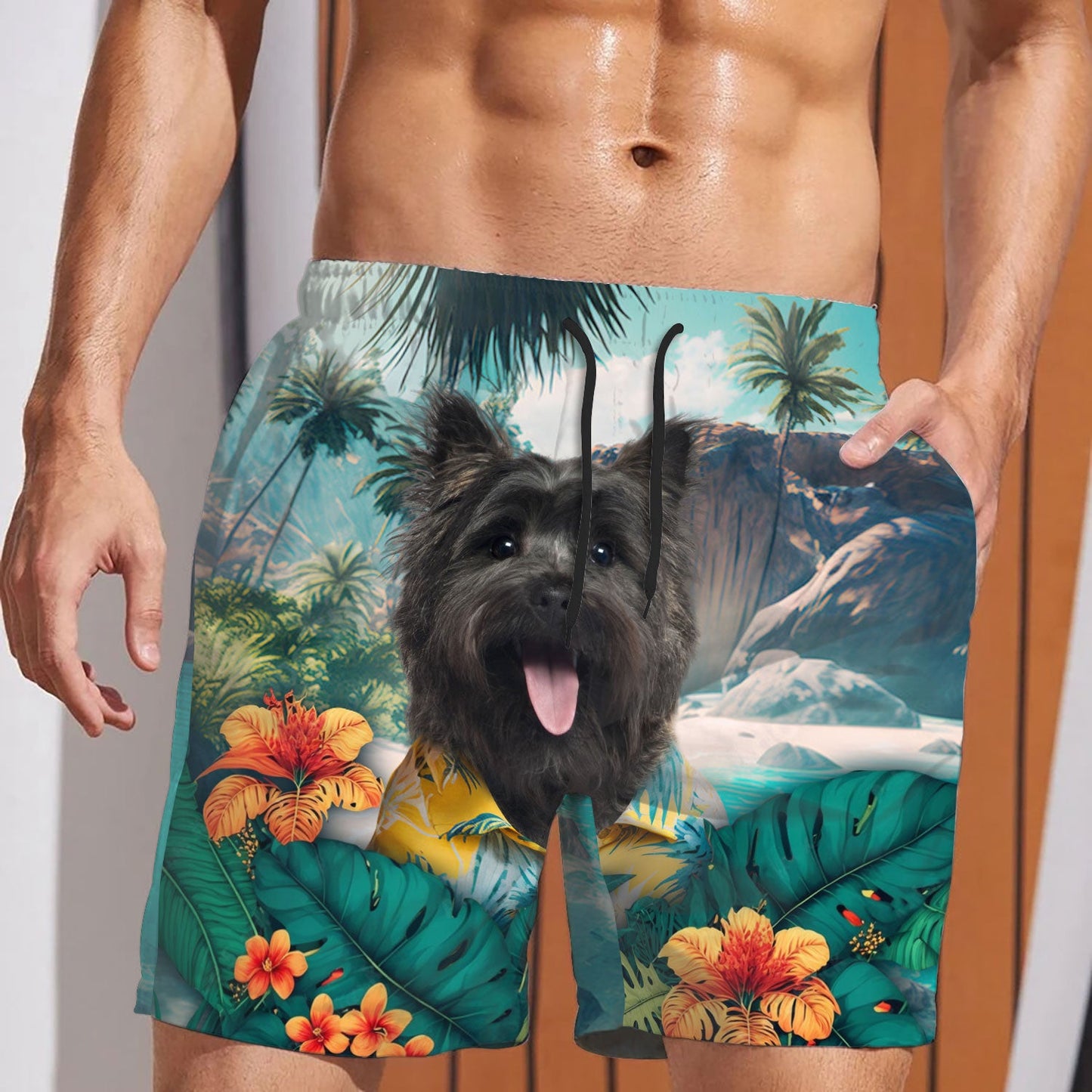 Cairn Terrier - 3D Men's Beach Short