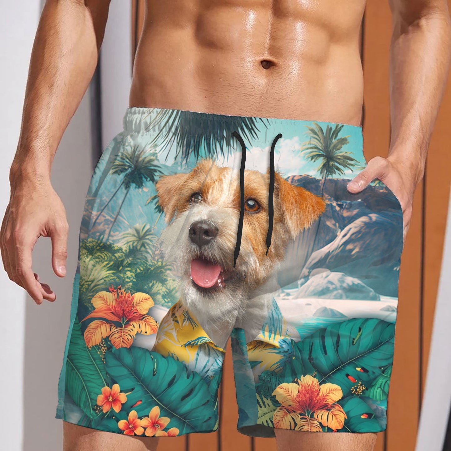 Jack Russell Terrier - 3D Men's Beach Short