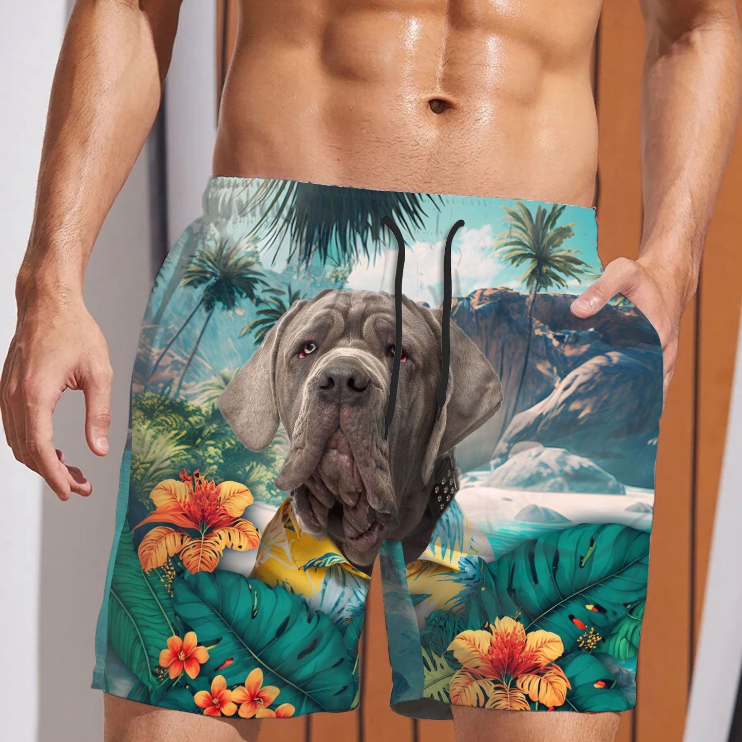 Neapolitan Mastiff - 3D Men's Beach Short