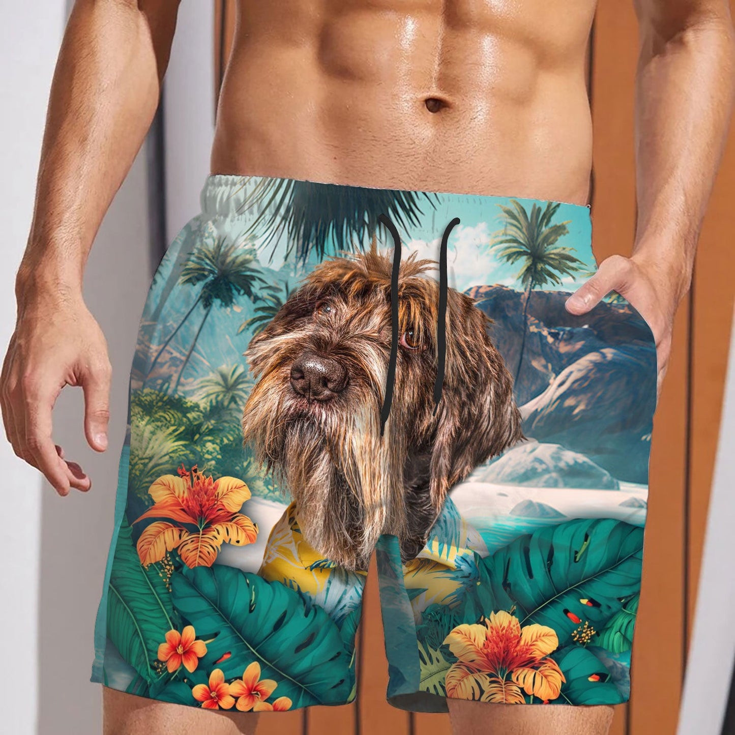 Wirehaired Pointing Griffon - 3D Men's Beach Short