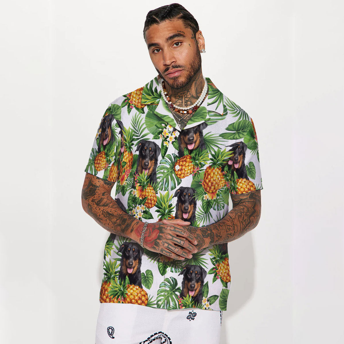 Beauceron - Tropical Pattern Hawaiian Shirt