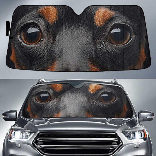 Pinscher Miniature Eyes Car Sun Shade 94